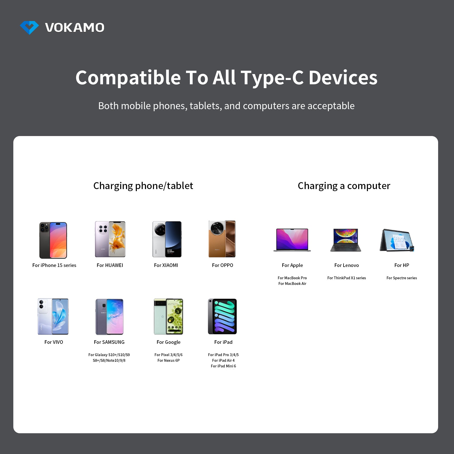 VOKAMO USB C Cable 60W with Holder Design Power Delivery Ultra - Fast Type - C Cable 1.2M - VOKAMO