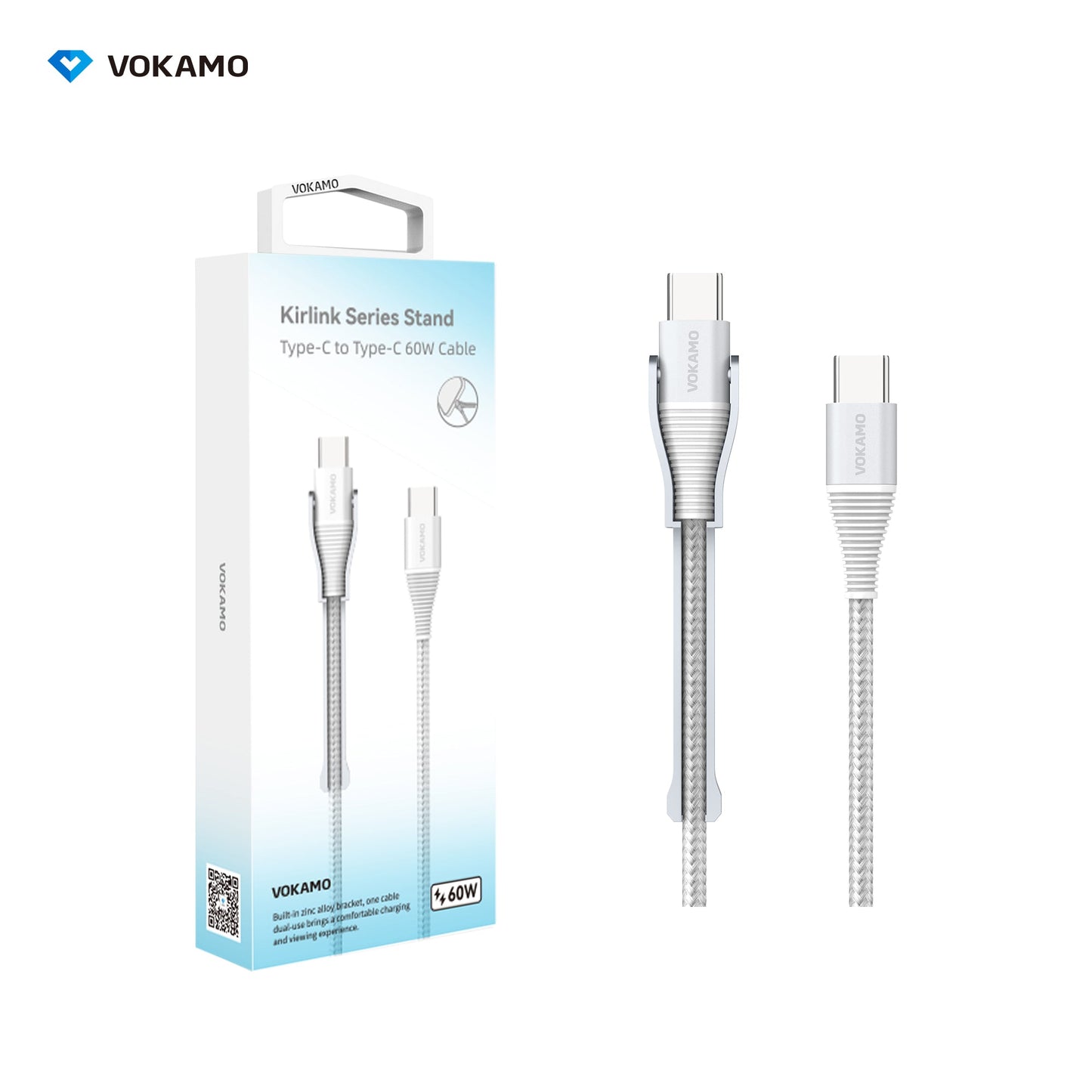 VOKAMO USB C Cable 60W with Holder Design Power Delivery Ultra - Fast Type - C Cable 1.2M - VOKAMO