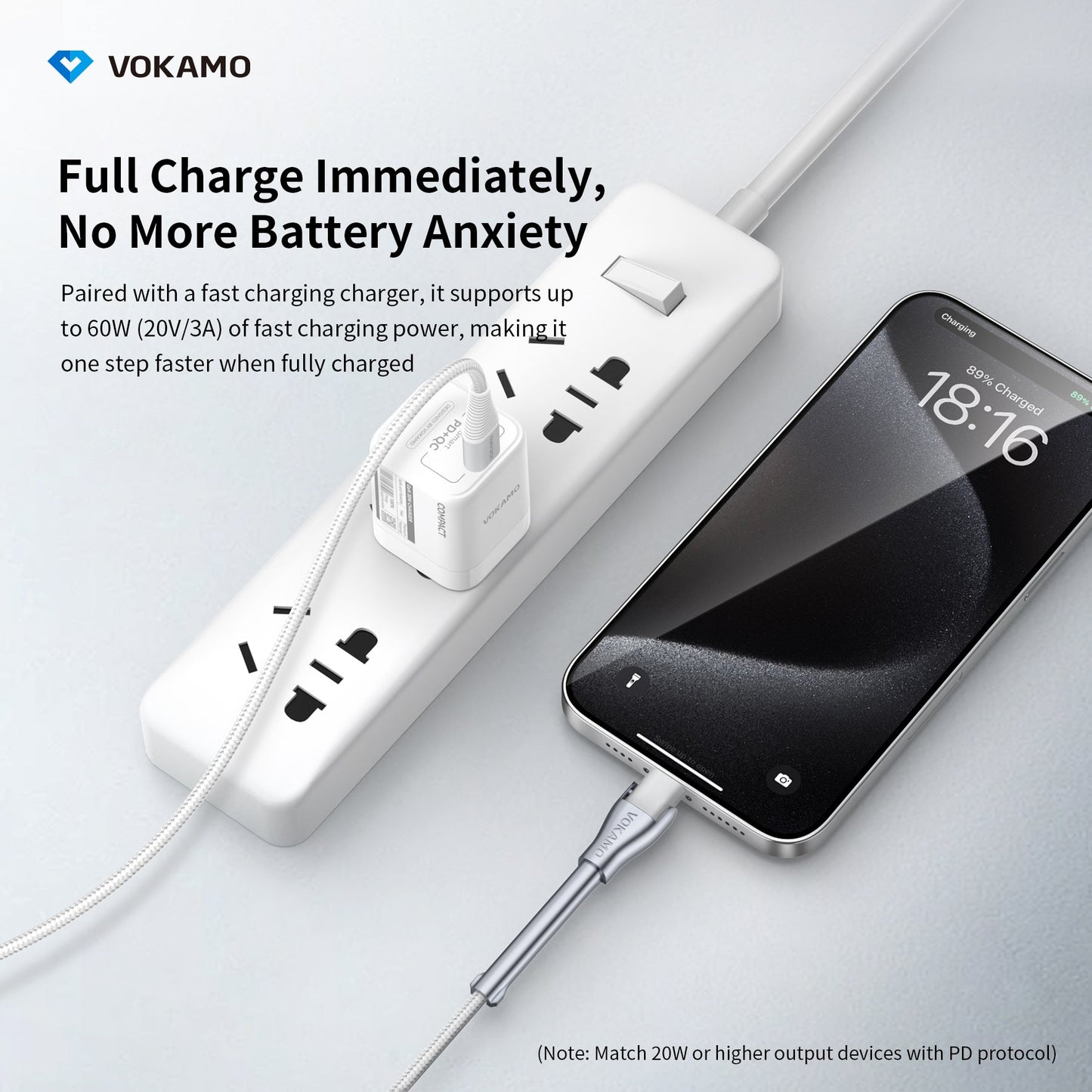 VOKAMO USB C Cable 60W with Holder Design Power Delivery Ultra - Fast Type - C Cable 1.2M - VOKAMO