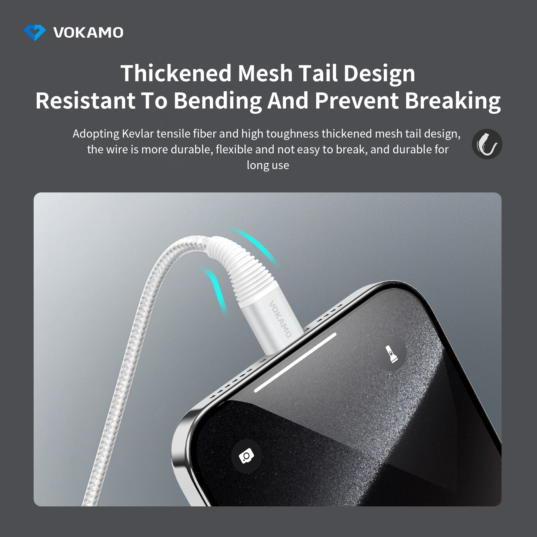 VOKAMO USB C Cable 60W with Holder Design Power Delivery Ultra - Fast Type - C Cable 1.2M - VOKAMO