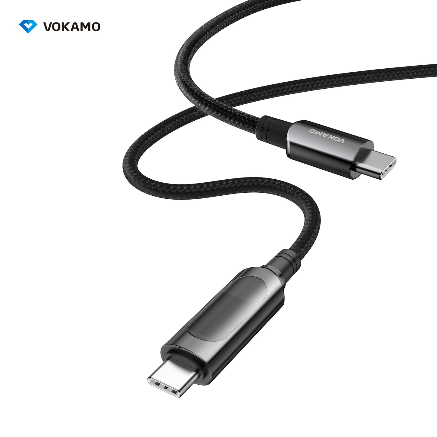 VOKAMO USB C Cable,LED Power Display E - Marker PD 100W 5A Fast Charging Type C Cable 1.2M - VOKAMO