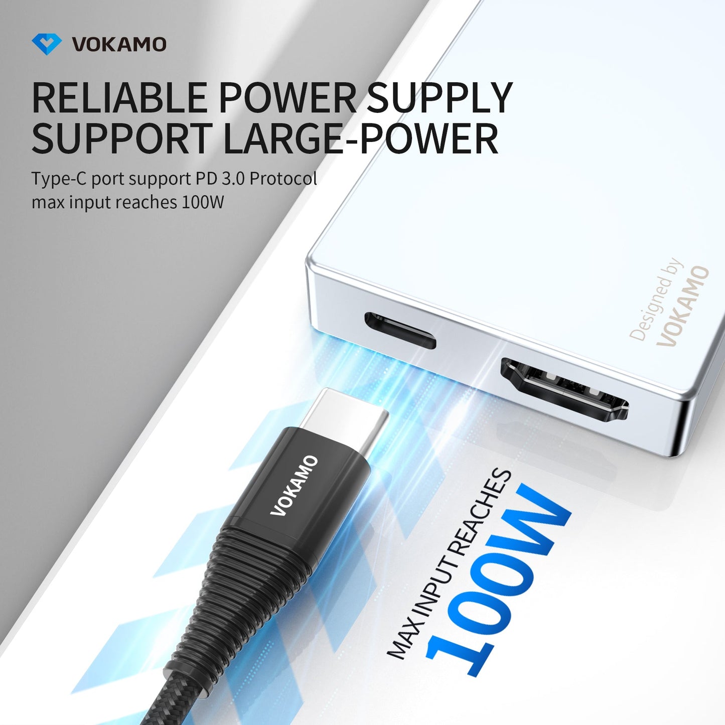 VOKAMO USB C HUB,6 - IN - 1 Multiport Adapter Portable 4K HDMI USB C Dongle - VOKAMO