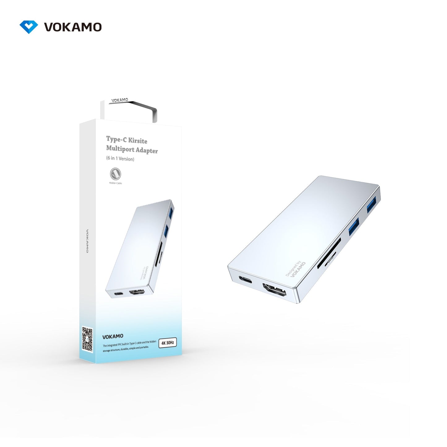 VOKAMO USB C HUB,6 - IN - 1 Multiport Adapter Portable 4K HDMI USB C Dongle - VOKAMO