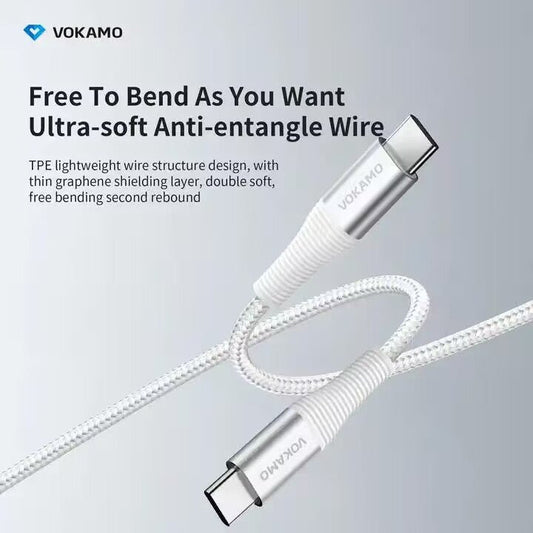 VOKAMO USB - C to USB - C Cable 100W E - Marker PD Fast Charging Type - C Cable 1.2m - VOKAMO
