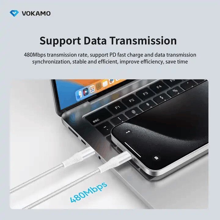 VOKAMO USB - C to USB - C Cable 100W E - Marker PD Fast Charging Type - C Cable 1.2m - VOKAMO