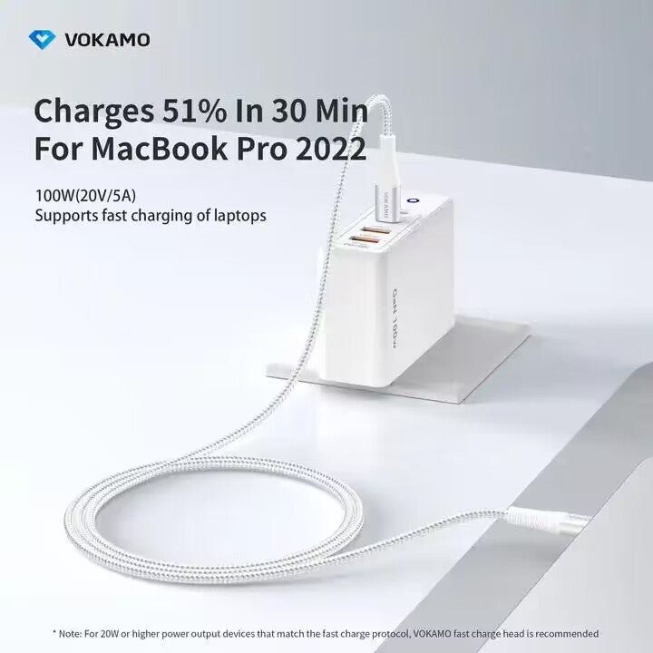 VOKAMO USB - C to USB - C Cable 100W E - Marker PD Fast Charging Type - C Cable 1.2m - VOKAMO