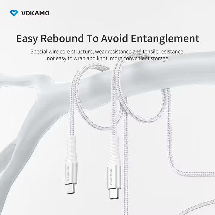 VOKAMO USB - C to USB - C Cable 100W E - Marker PD Fast Charging Type - C Cable 1.2m - VOKAMO