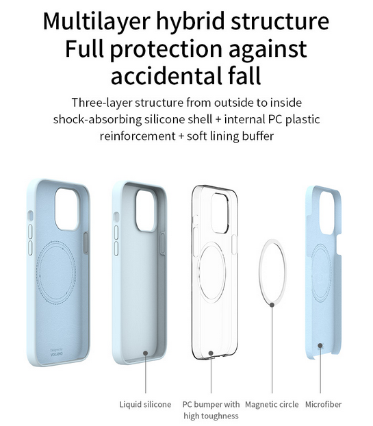 VOKAMO iPhone 13 Silicone Case with MagSafe, Soft Cover Case for iPhone 13 Pro Max/13/13 Pro