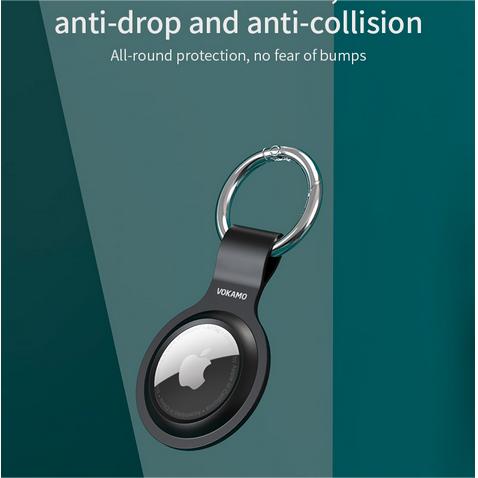 VOKAMO Compatible with AirTag Silicone Case Keychain Air Tag Holder Soft AirTags Key Ring Cases Tags Chain Apple GPS Item Finders Accessories