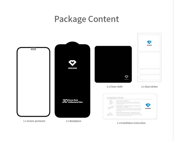 VOKAMO iPhone 12 Screen Protector 3D 9H HD Full Coverage Tempered Glass