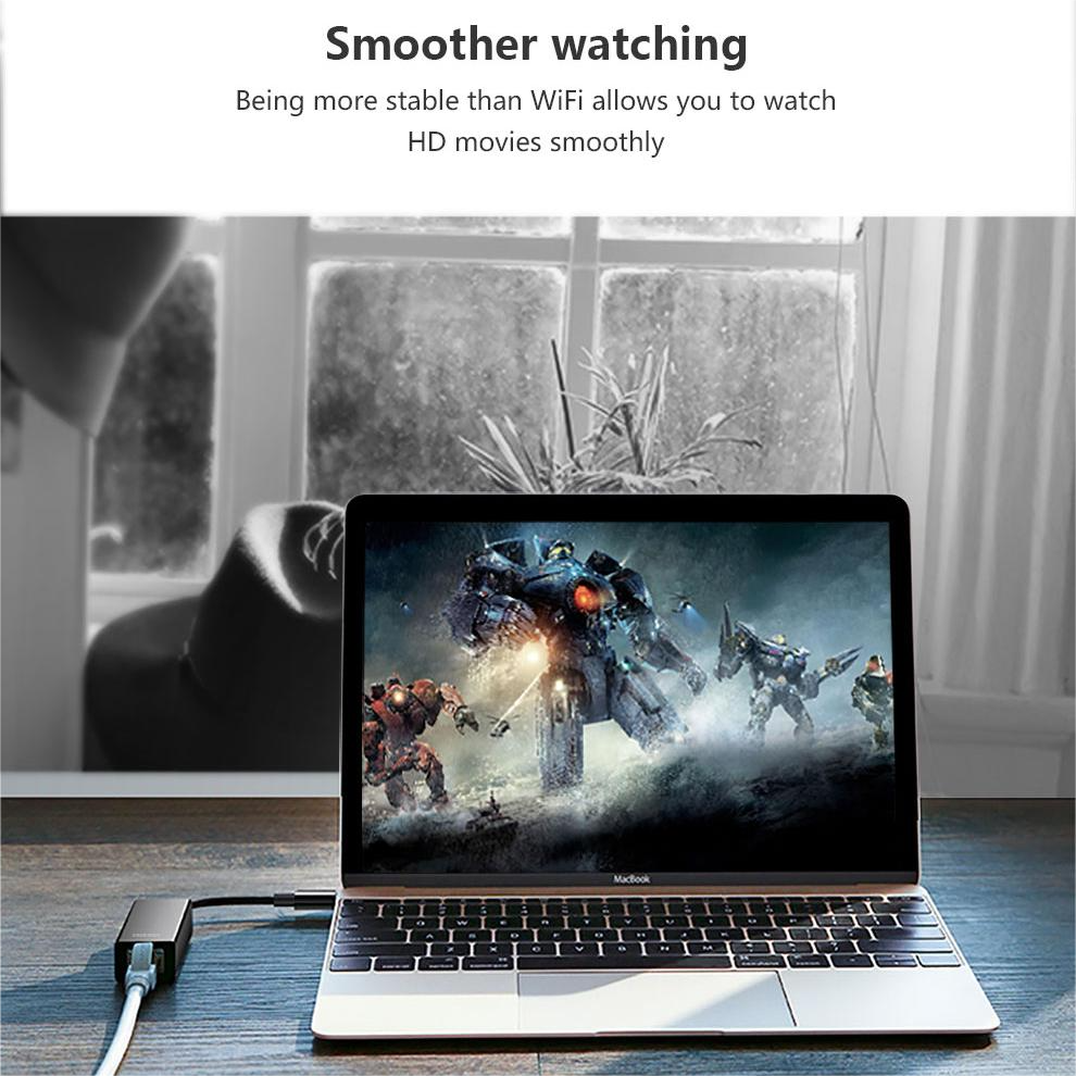 VOKAMO USB-C to Gigabit Ethernet Adapter Cable Portable 1-Gigabit Network Hub