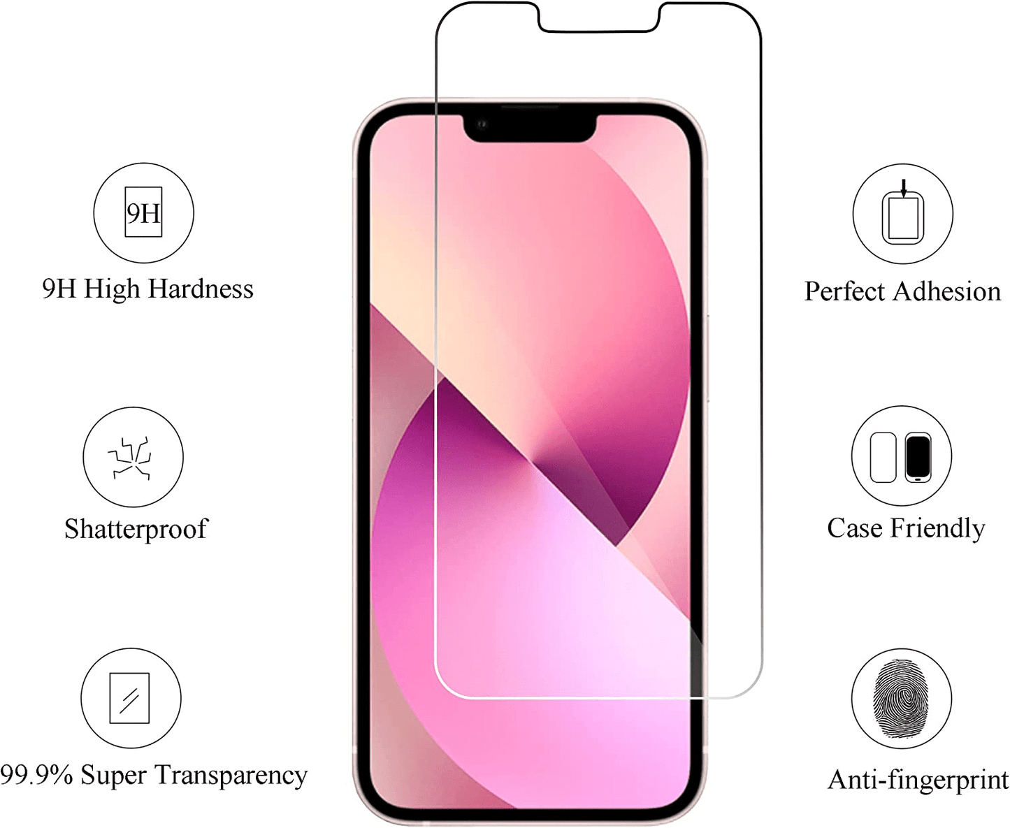 VOKAMO Anti - bacterial iPhone 13 Tempered Glass 9H Screen Protector For iPhone 13 Pro Max/13 Pro/13 Mini - VOKAMO