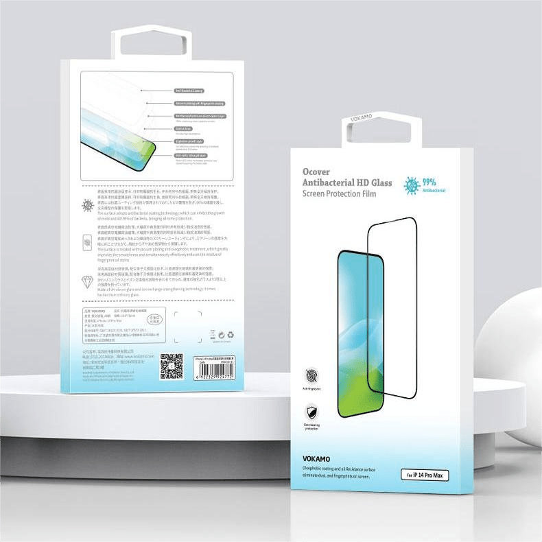 VOKAMO Antibacterial Screen Protector For iPhone 14 Pro Max/14 Plus/14/14 Pro Tempered Glass 9H 2.5D HD - VOKAMO