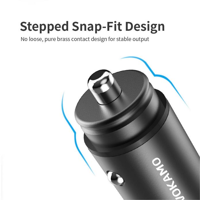 VOKAMO Car Charger Small 4.8A Metal USB Car Charger Fast Car Charge Adapter(Dual USB Ports) - VOKAMO