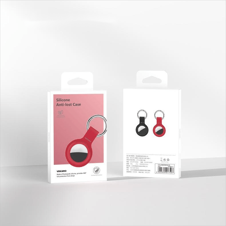 VOKAMO Compatible with AirTag Silicone Case Keychain Air Tag Holder Soft AirTags Key Ring Cases Tags Chain Apple GPS Item Finders Accessories - VOKAMO