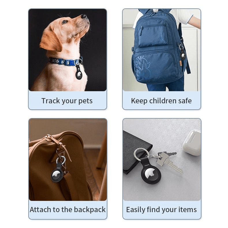 VOKAMO Compatible with AirTag Silicone Case Keychain Air Tag Holder Soft AirTags Key Ring Cases Tags Chain Apple GPS Item Finders Accessories - VOKAMO