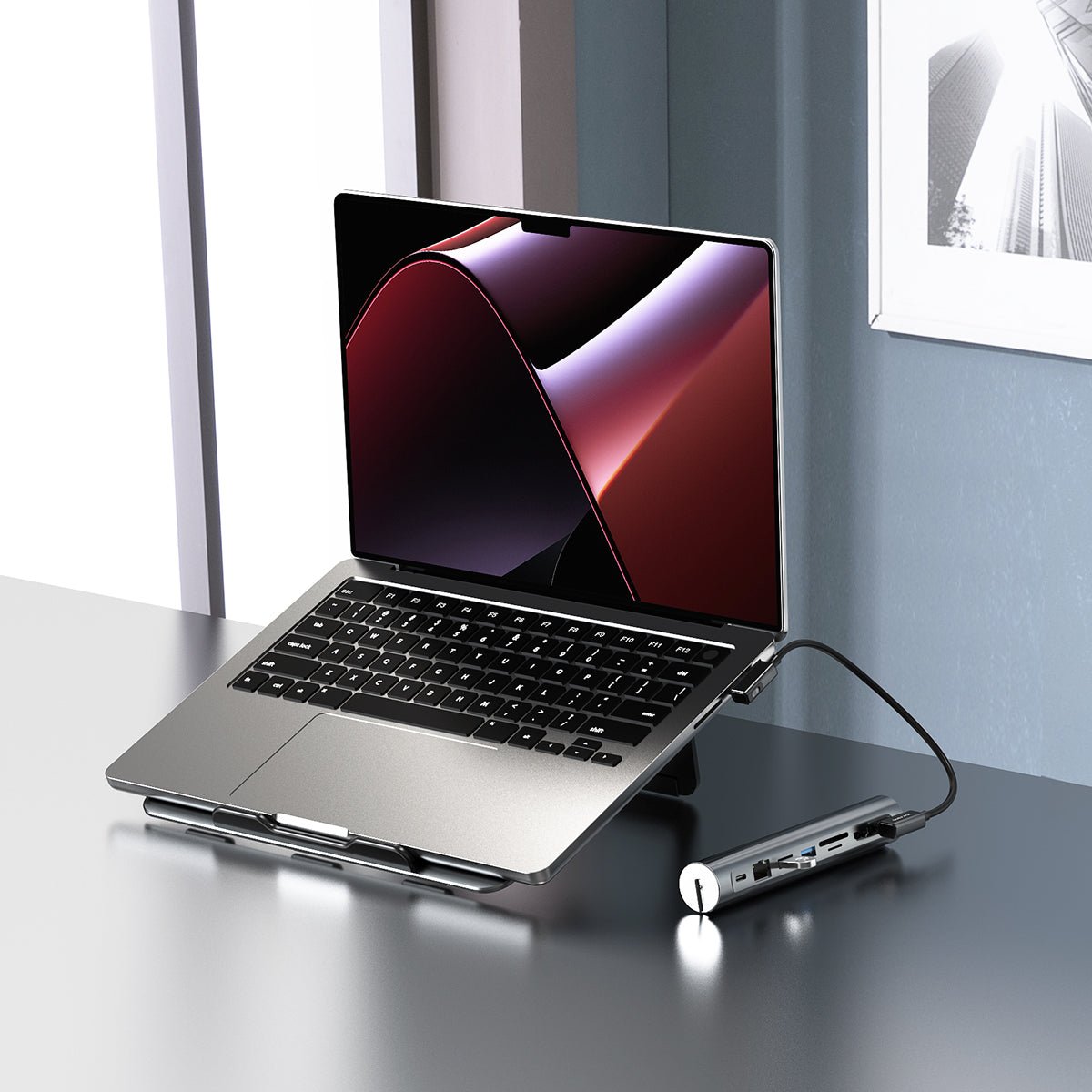 VOKAMO Docking Station Stand 8 In 1 Dock Stand for MacBook Pro/Air and others - VOKAMO