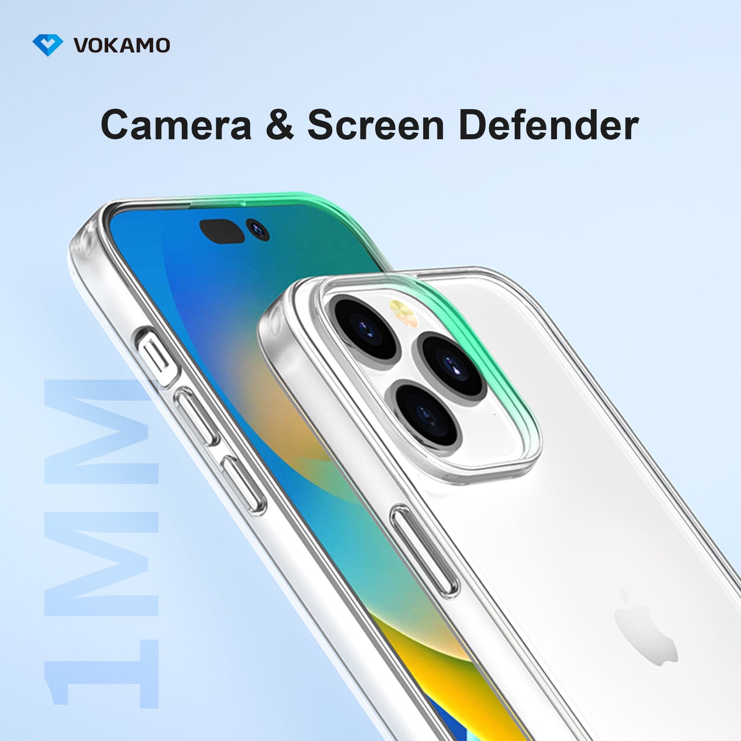 VOKAMO iPhone 14 Clear Case,Ultra Slim Transparent Cover for iPhone 14/14 Pro/14 Plus/14 Pro Max - VOKAMO