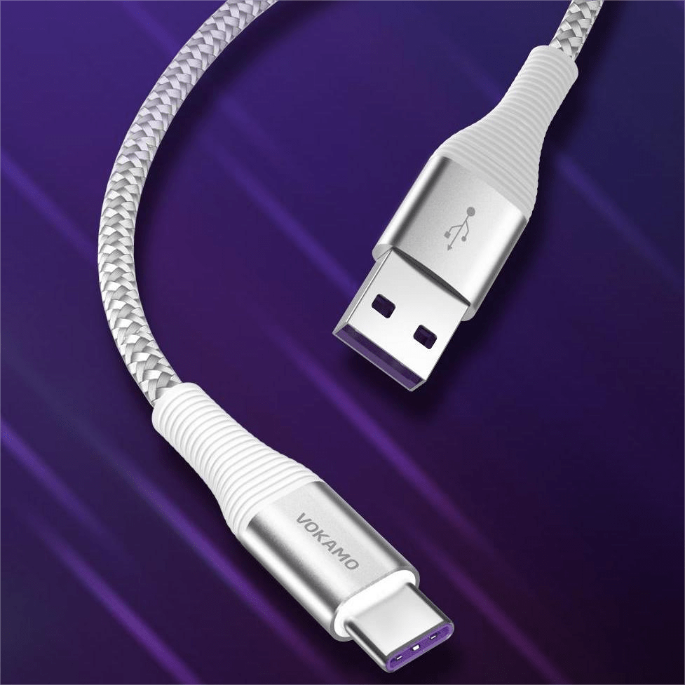 VOKAMO Type C Cable 5A Fast Charging 3FT Nylon Braided USB C to USB A Charger Cord - VOKAMO