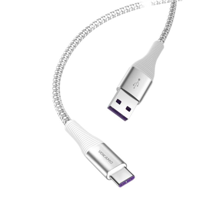 VOKAMO Type C Cable 5A Fast Charging 3FT Nylon Braided USB C to USB A Charger Cord - VOKAMO