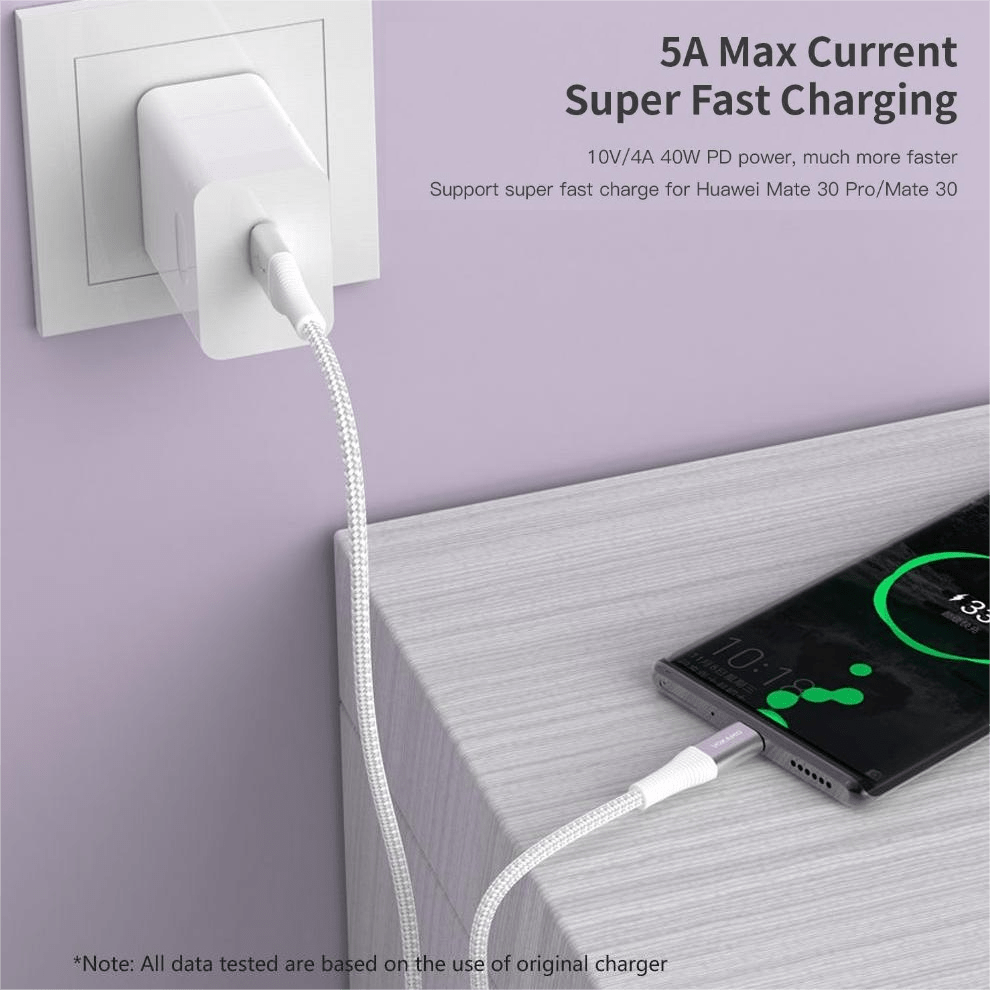 VOKAMO Type C Cable 5A Fast Charging 3FT Nylon Braided USB C to USB A Charger Cord - VOKAMO