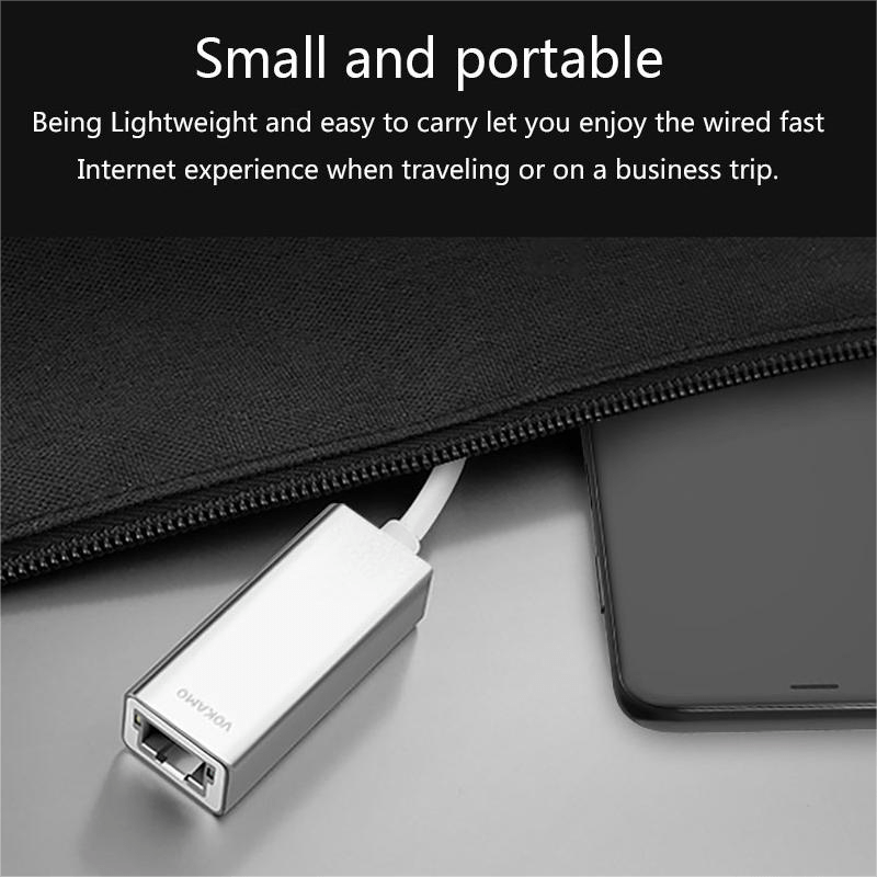 VOKAMO USB - C to Gigabit Ethernet Adapter Cable Portable 1 - Gigabit Network Hub - VOKAMO