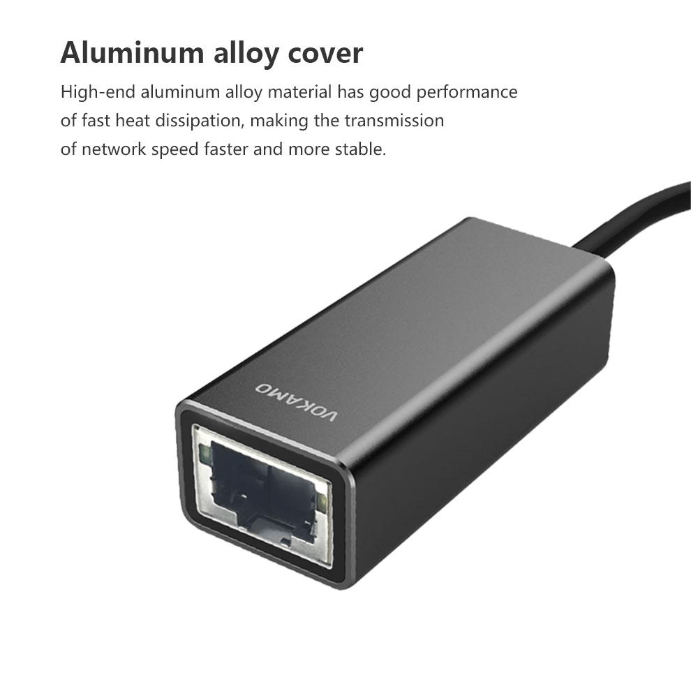 VOKAMO USB - C to Gigabit Ethernet Adapter Cable Portable 1 - Gigabit Network Hub - VOKAMO