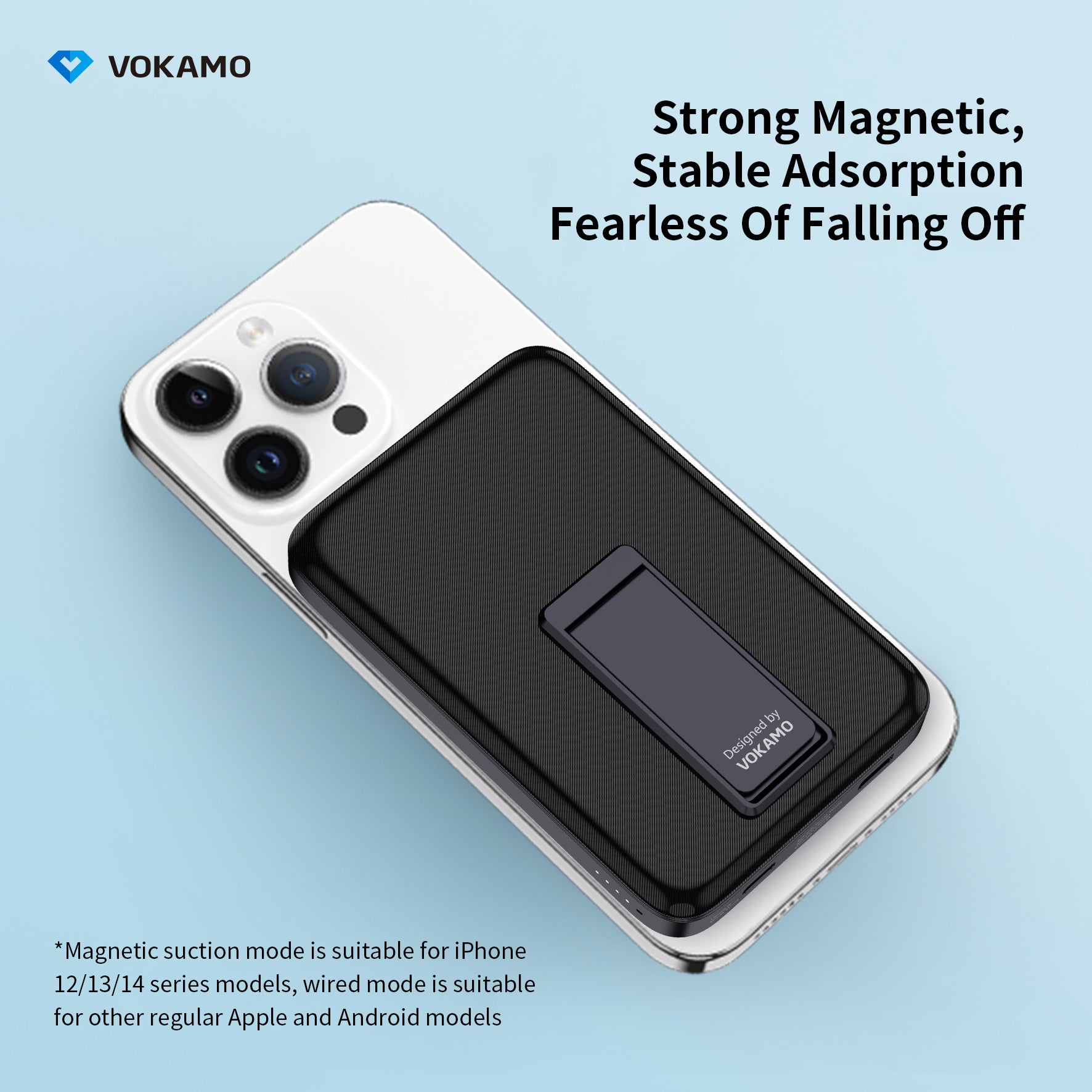 VOKAMO Wireless Power Bank 1000mAh Magnetic Portable Charger with Stand 20W USB C 15W Fast Charging External Battery Pack