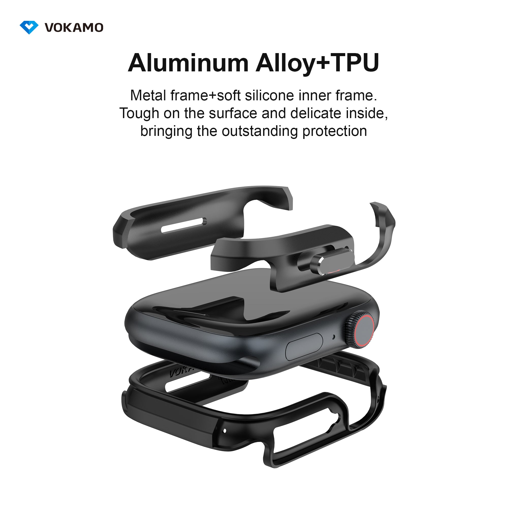 VOKAMO Defense Bumper case for Apple Watch 45MM 41MM[No Screen Protector]