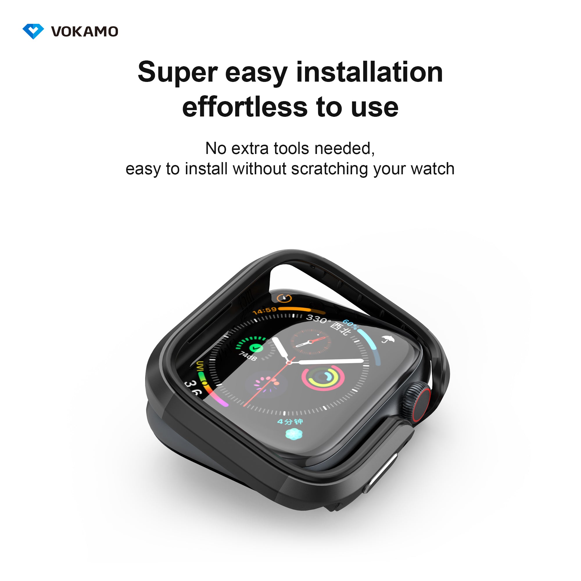 VOKAMO Defense Bumper case for Apple Watch 45MM 41MM[No Screen Protector]
