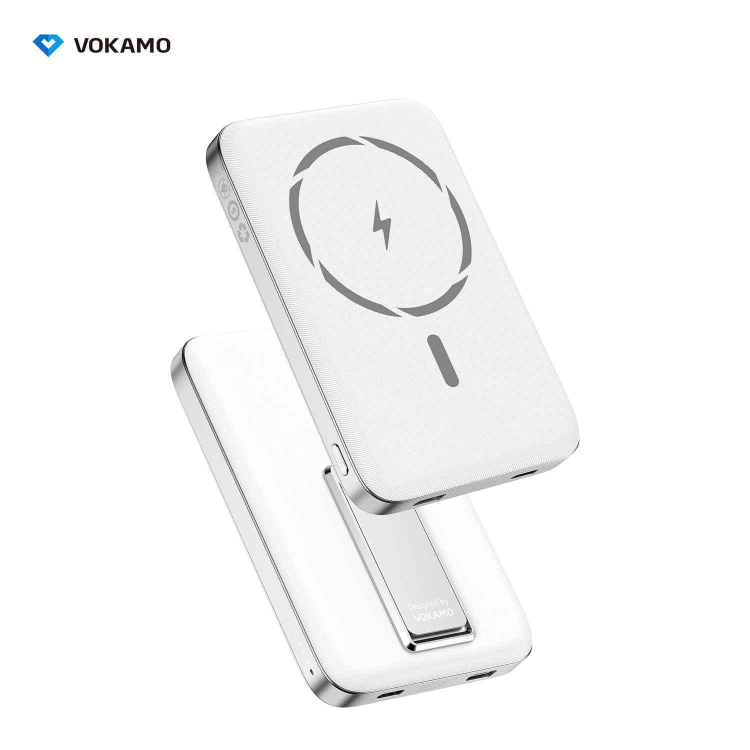 VOKAMO Wireless Power Bank 1000mAh Magnetic Portable Charger with Stand 20W USB C 15W Fast Charging External Battery Pack