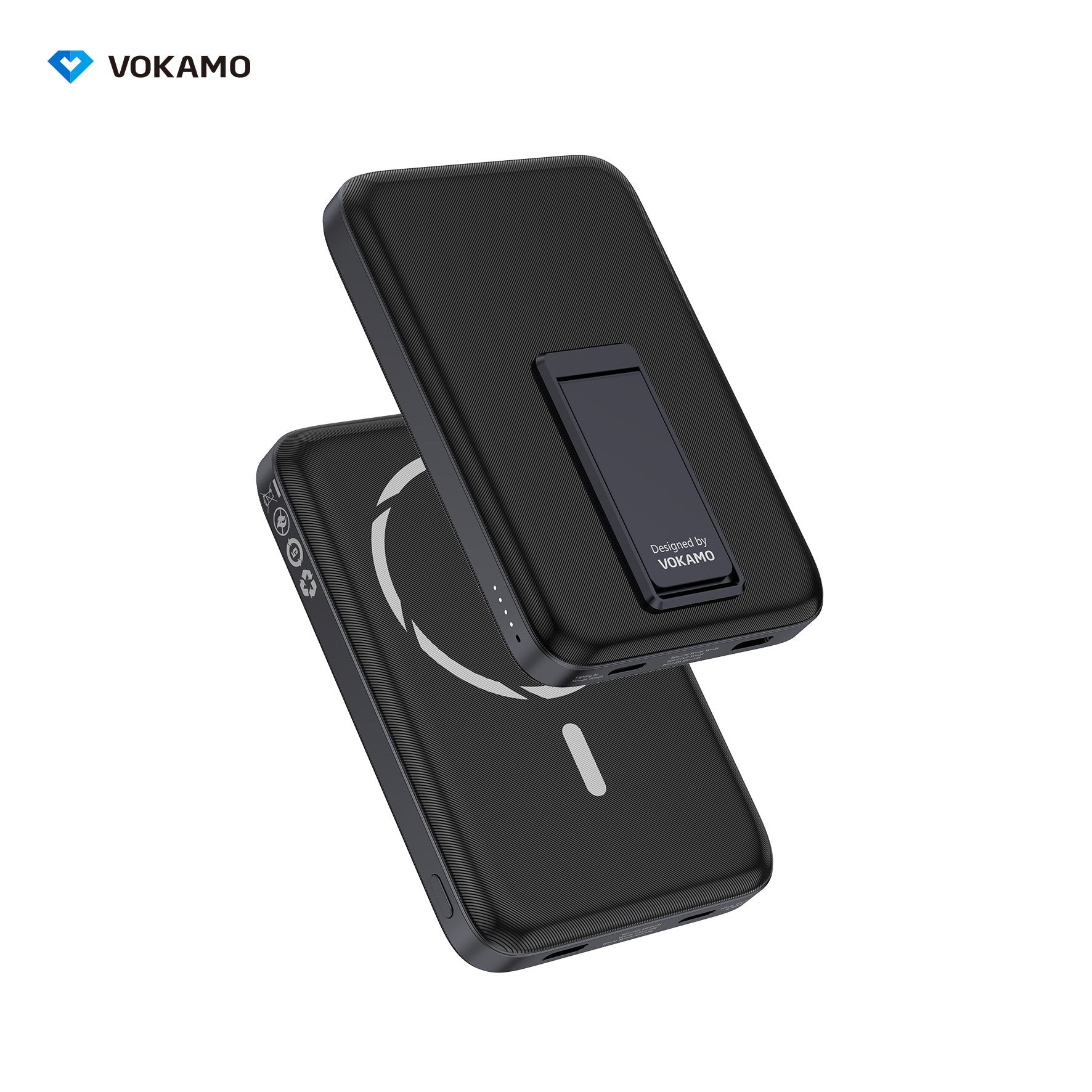 VOKAMO Wireless Power Bank 1000mAh Magnetic Portable Charger with Stand 20W USB C 15W Fast Charging External Battery Pack