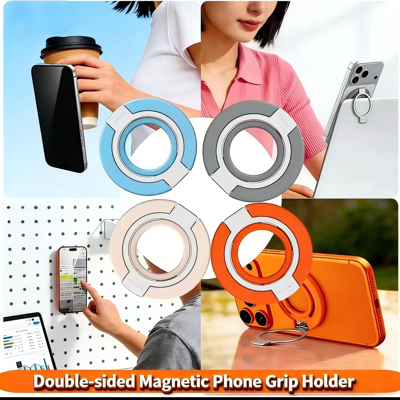 Magnetic Phone Ring Holder for MagSafe, 360° Rotation Soft Silicone Cell Phone Grip Stand Finger Ring Kickstand Two-Sided Magnet Compatible with iPhone 17 Pro Max 16 15 14 13 12 MagSafe Accessories