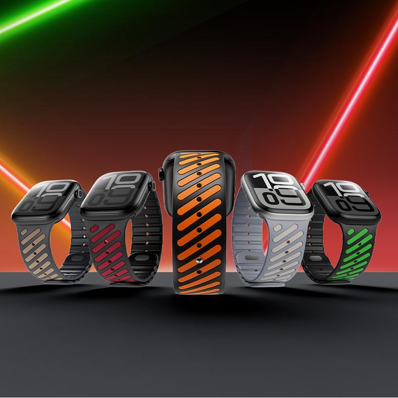Sport Watch Strap for Apple Watch 44/45/46/49mm,Magnetic Watch Band Quick Release,Waterproof Silicone Watch band