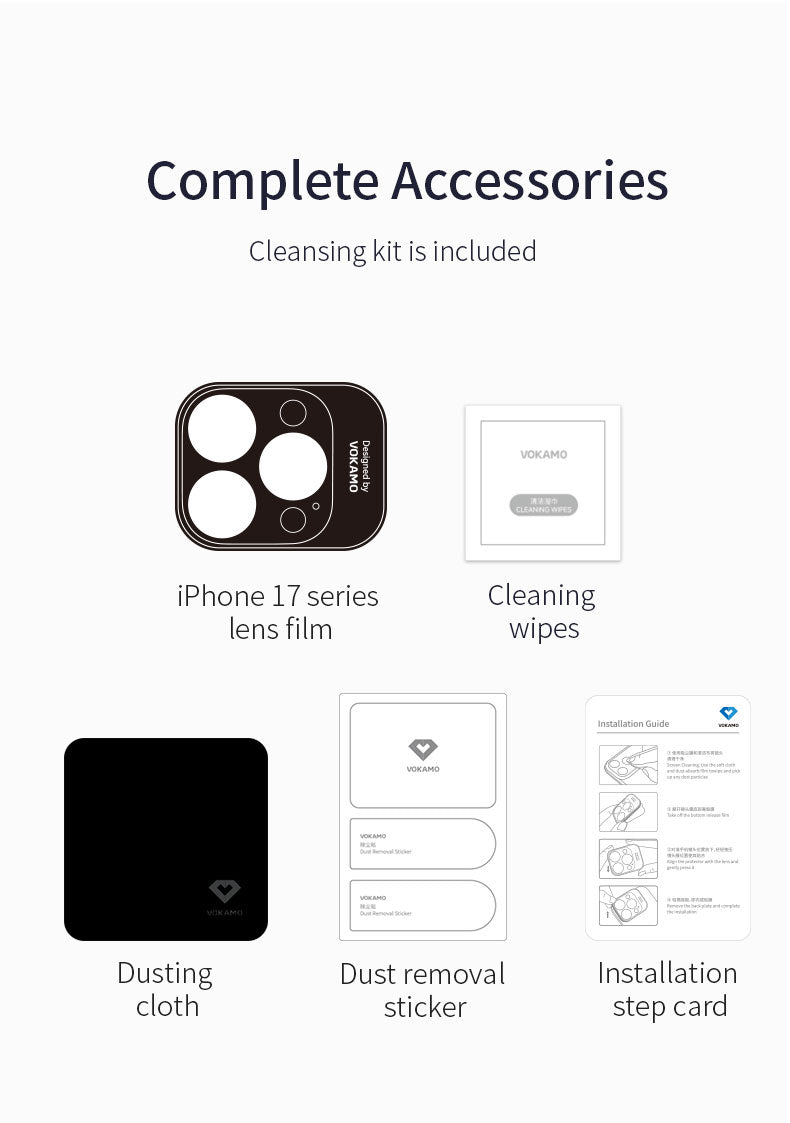 Camera Lens Protector for iPhone 17 Pro Max/17 Pro,Ultra-tough HD Individual Lens Protectors, Ultra-thin Tempered Glass-VOKAMO