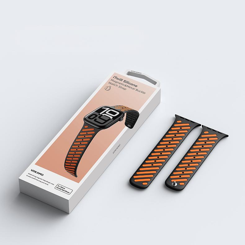 Sport Watch Strap for Apple Watch 44/45/46/49mm,Magnetic Watch Band Quick Release,Waterproof Silicone Watch band