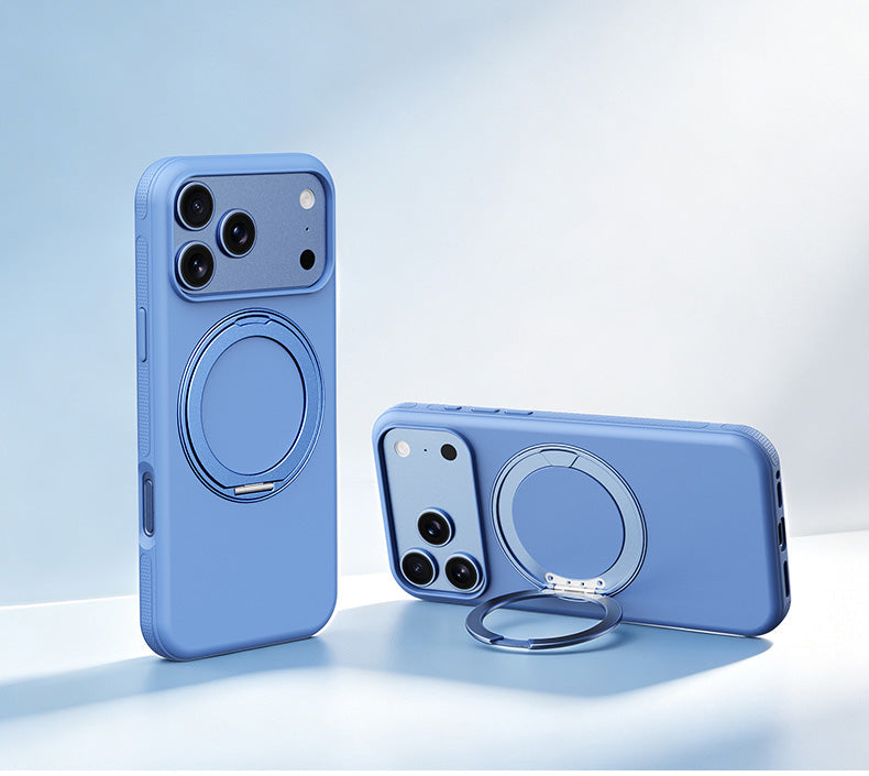 VOKAMO 360 Rotation Magnetic Ring Stand Case for iPhone 18 Pro Max, Shockproof PC TPU Hybrid Mobile Cover with Kickstand
