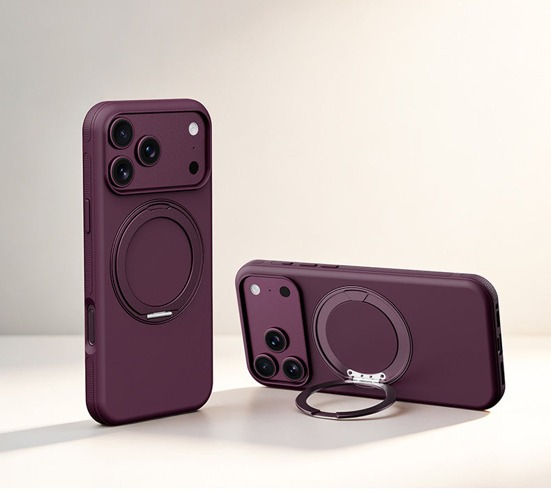 VOKAMO 360 Rotation Magnetic Ring Stand Case for iPhone 18 Pro Max, Shockproof PC TPU Hybrid Mobile Cover with Kickstand