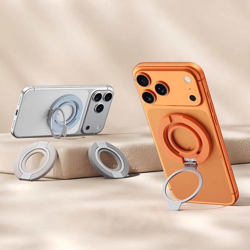 Magnetic Phone Ring Holder for MagSafe, 360° Rotation Soft Silicone Cell Phone Grip Stand Finger Ring Kickstand Two-Sided Magnet Compatible with iPhone 17 Pro Max 16 15 14 13 12 MagSafe Accessories