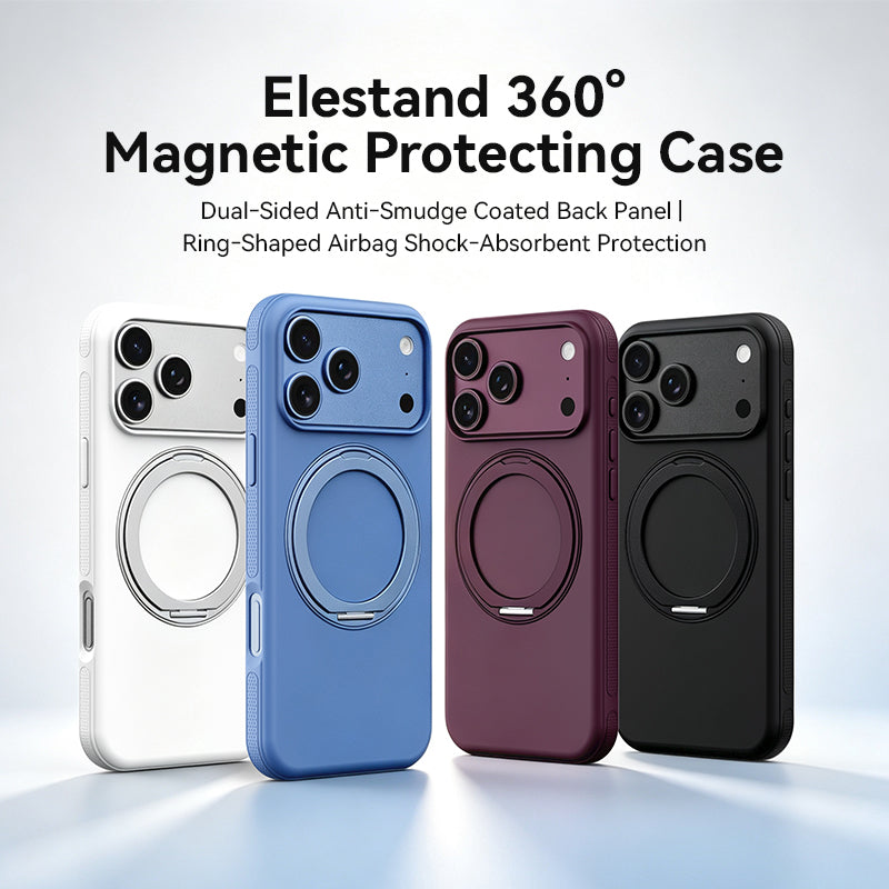 VOKAMO 360 Rotation Magnetic Ring Stand Case for iPhone 18 Pro Max, Shockproof PC TPU Hybrid Mobile Cover with Kickstand