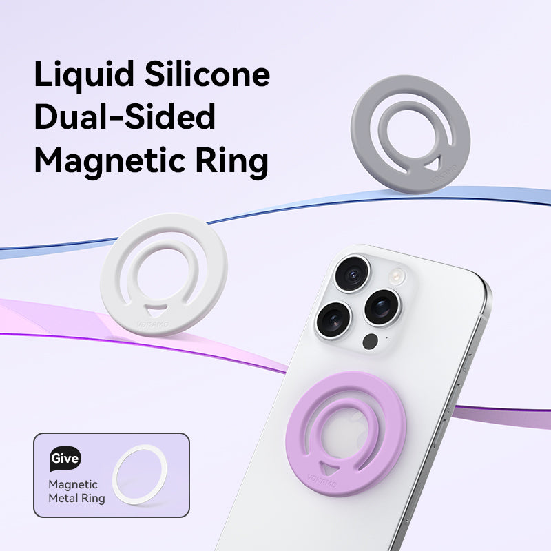 VOKAMO Magnetic Silicone Ring Grip Phone Holder, Loop Grip, Compatible with Magsafe for iPhone 12 Series (White) Magnetic Silicone Ring Grip Phone Holder, Loop Grip, Compatible with Magsafe for iPhone 16 15 14 13 12 etc