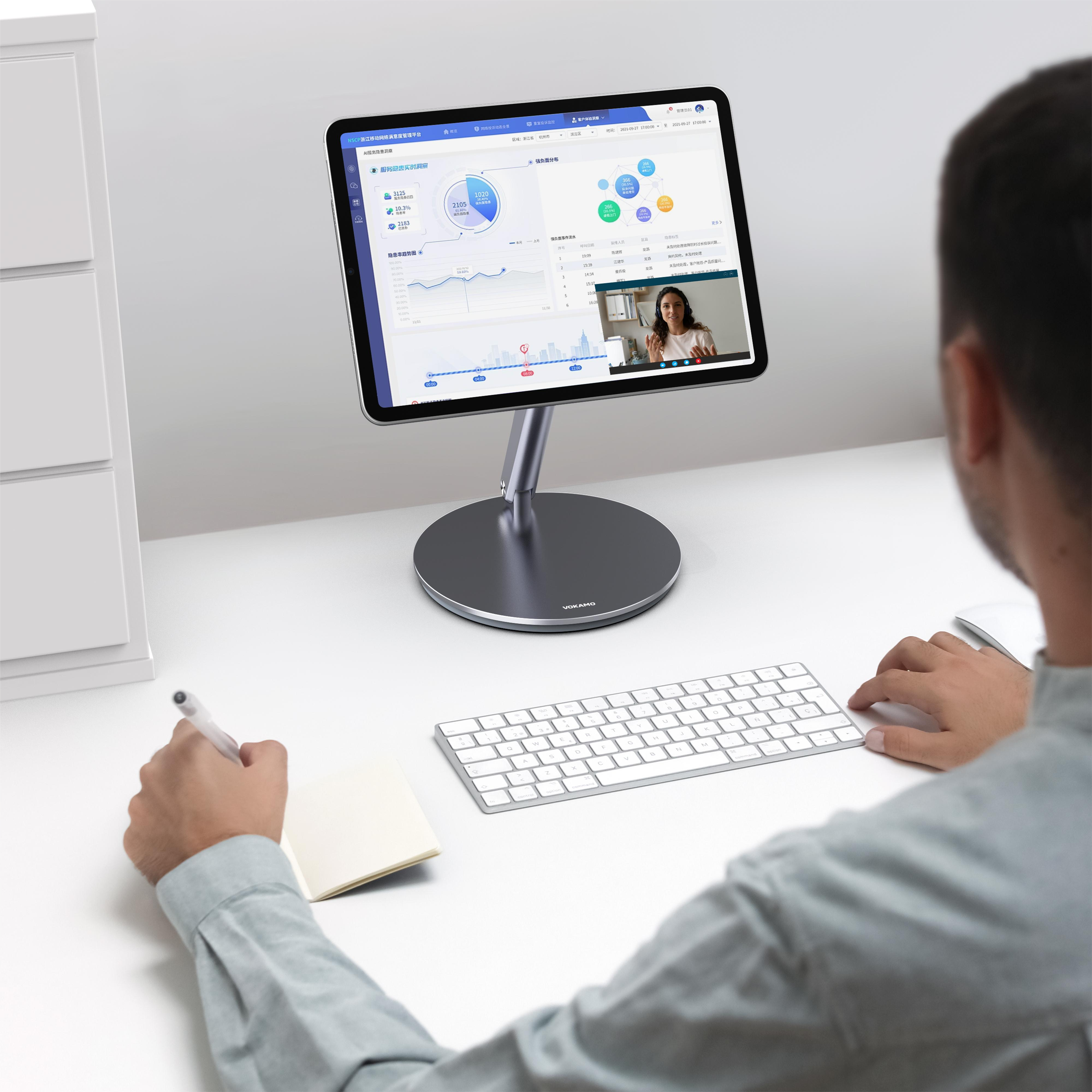 VOKAMO Magnetic iPad Stand 360° Rotating Base Foldable Alloy Tablet Holder Designed For iPad Pro iPad Air