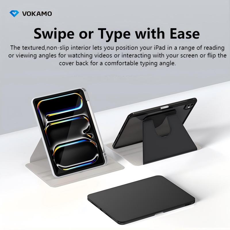 VOKAMO Rotating Case for iPad  Pro 13 iPad Air 11  Inch (2024) - [Built-in Pencil Holder] 360 Degree Rotating Protective Stand Cover