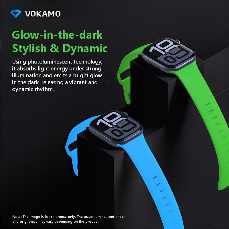 FKM Rubber Straps Glow Sport Band for Apple Watch 44/45/46/49MM,Quick Release,Waterproof Watch Band
