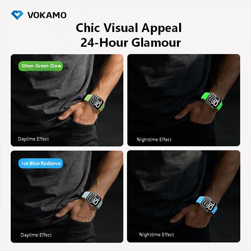 FKM Rubber Straps Glow Sport Band for Apple Watch 44/45/46/49MM,Quick Release,Waterproof Watch Band