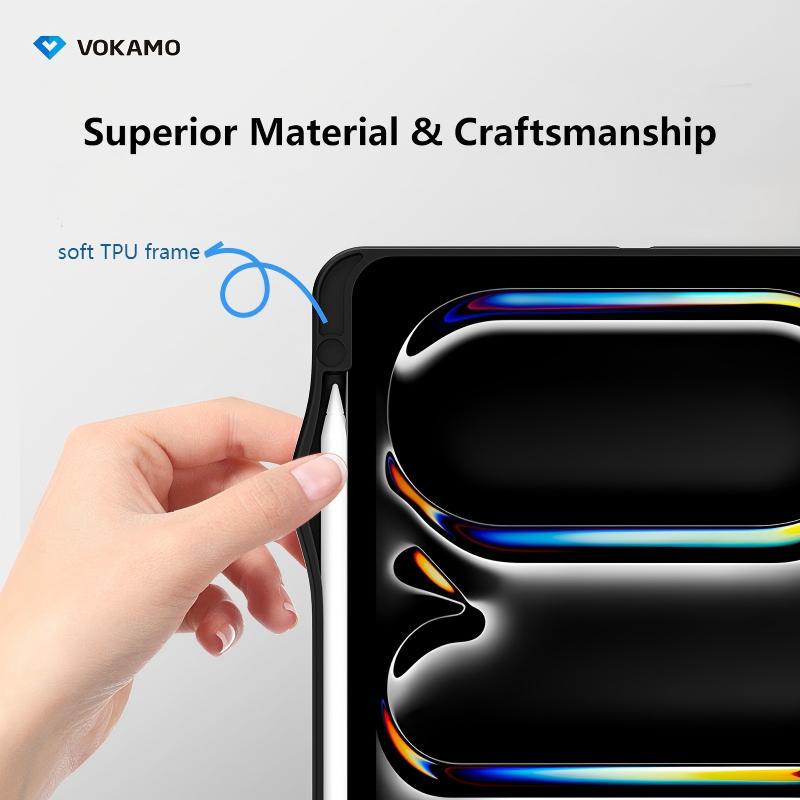 VOKAMO Rotating Case for iPad  Pro 13 iPad Air 11  Inch (2024) - [Built-in Pencil Holder] 360 Degree Rotating Protective Stand Cover