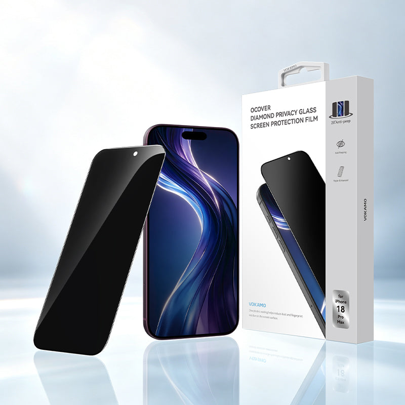 VOKAMO Anti-Peep Privacy Tempered Glass for iPhone 18 Pro Max/18 Pro, 9H Ultra Thin 0.25mm High Alumina Silicon Anti-Spy Screen Protector, Scratch Resistant Full Coverage Privacy Film