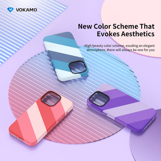 VOKAMO iPhone 15 Magnetic Case Colourful PU Case With MagSafe For iPhone 15 Pro Max/15 Pro/15 Plus/15