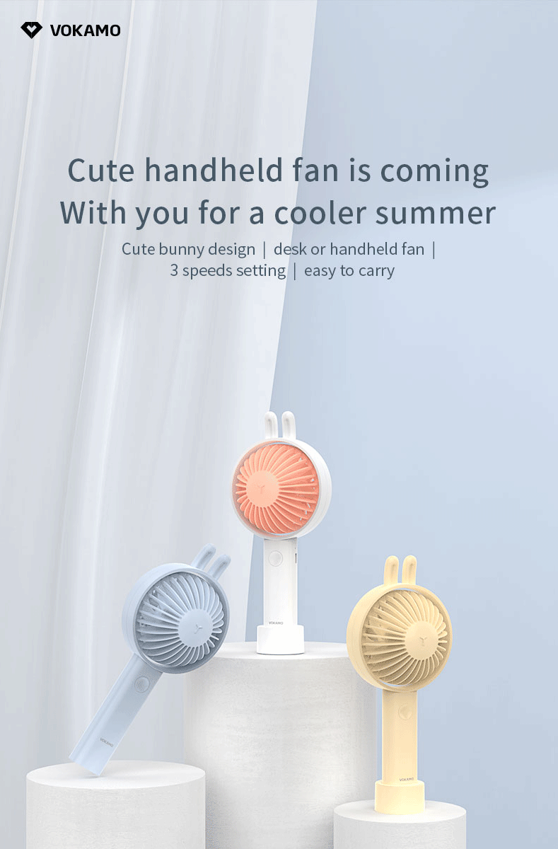 Vokamo Portable Mini Hand Fan Cute Rabbit Handheld Air Fan