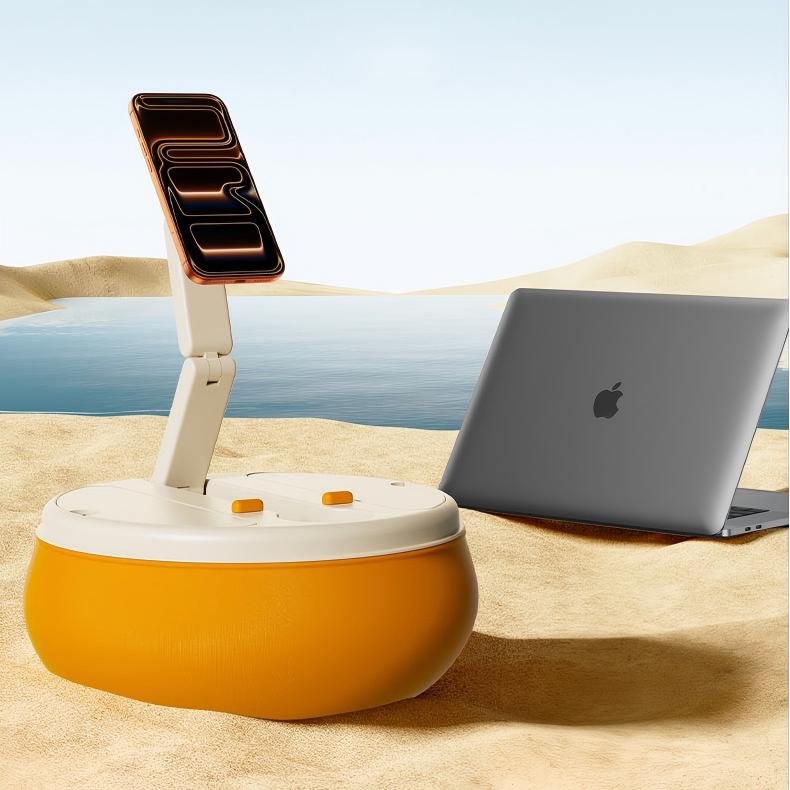 VOKAMO 2-in-1 Magnetic Phone & Tablet Holder for Bed, 360° Adjustable Dual-Axis Stand with Storage Space